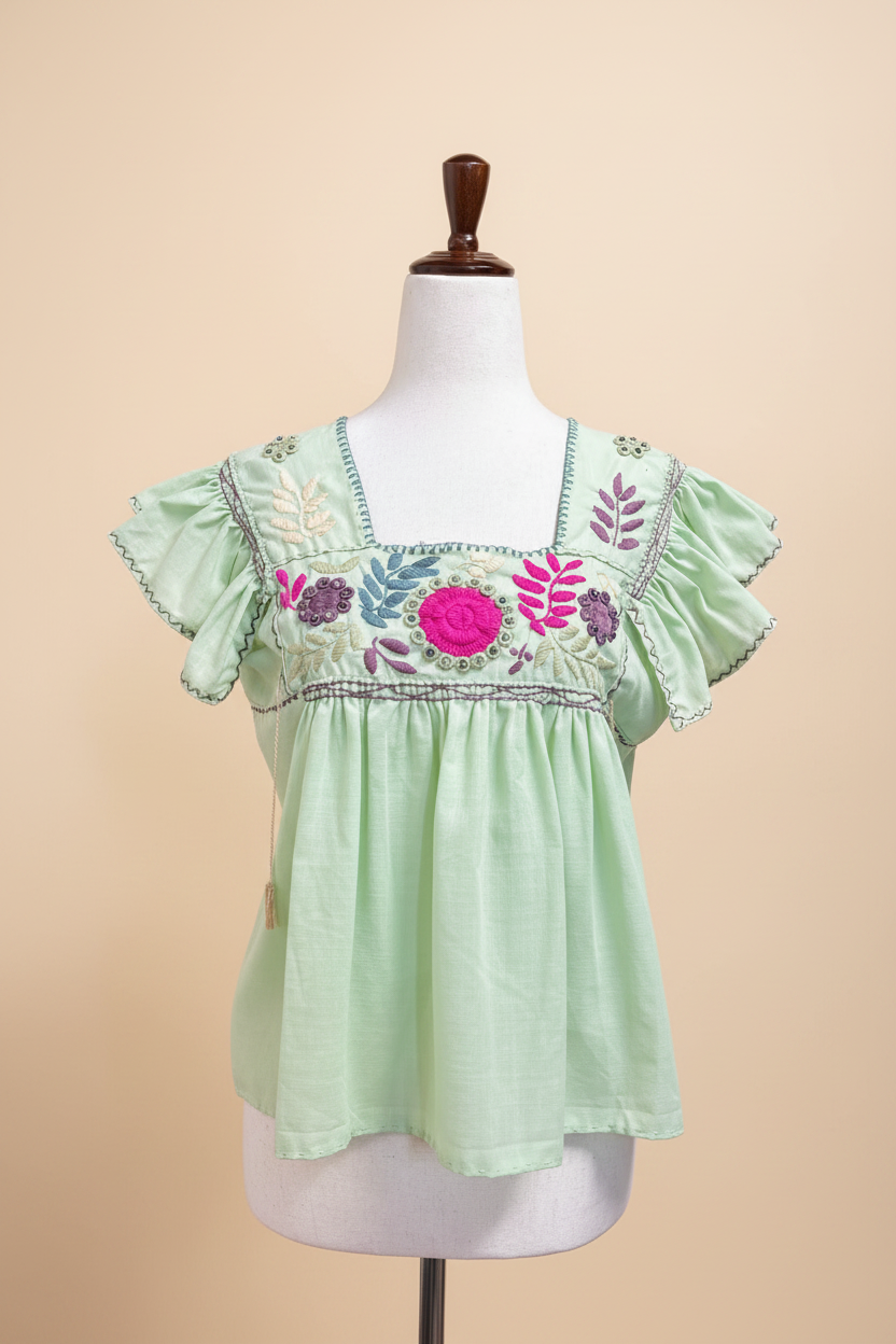 Blusa verde menta - fondo beige