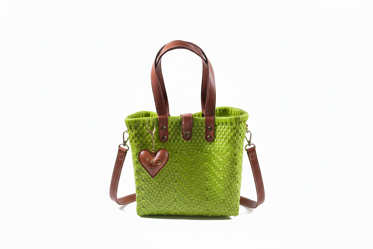 Bolsa Coquis Verde Lima con correas laterales