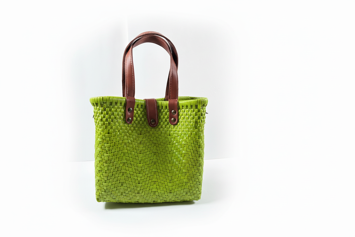 Bolsa Coquis Verde Lima con fondo blanco