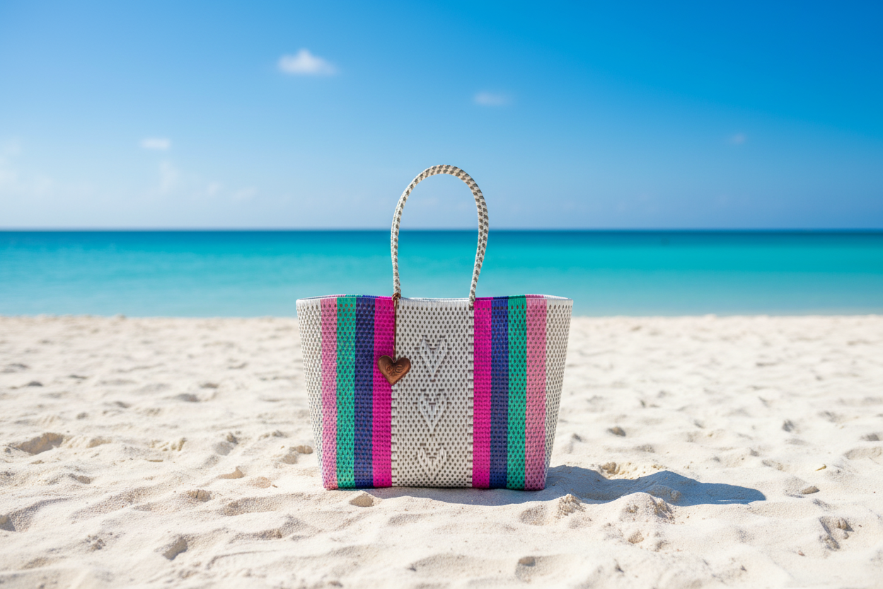 Bolsa de playa en la arena