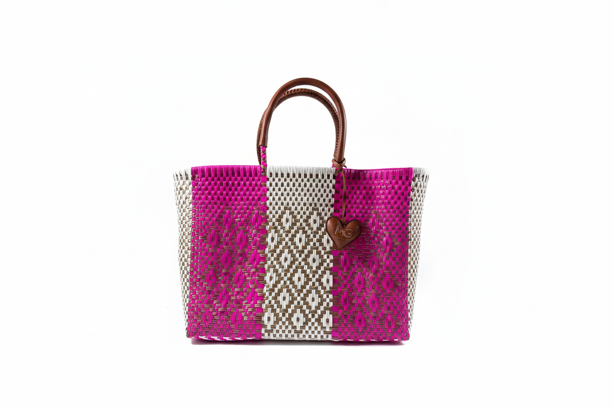 Bolsa Farmers rosa vibrante sin sombra