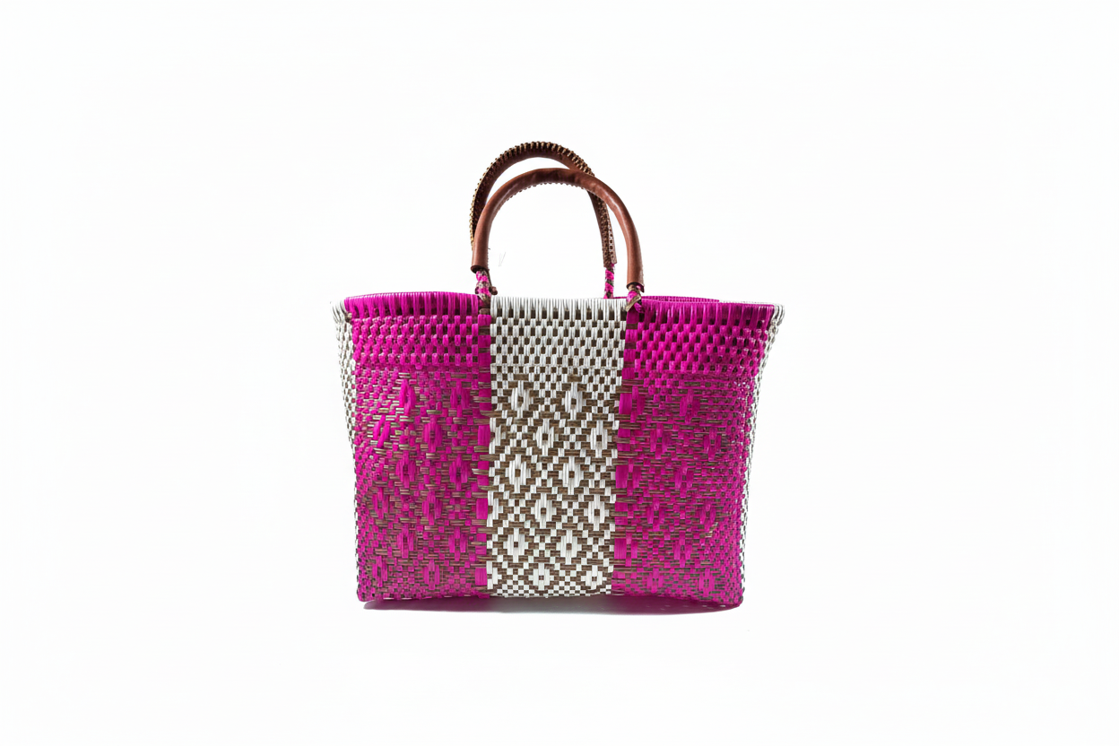 Bolsa Farmers rosa vista trasera sin sombra