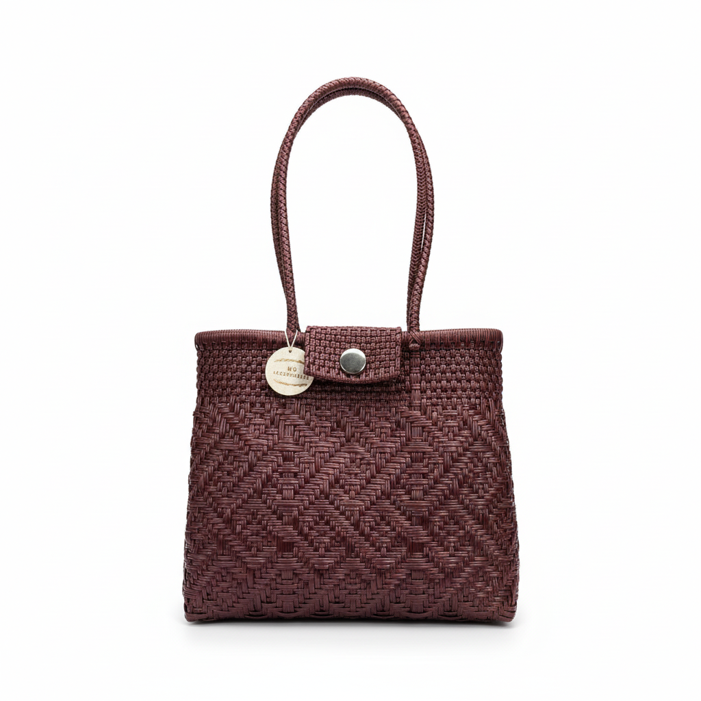 Bolsa María color guinda con fondo blanco