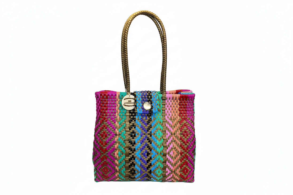 Bolsa María multicolor con fondo blanco