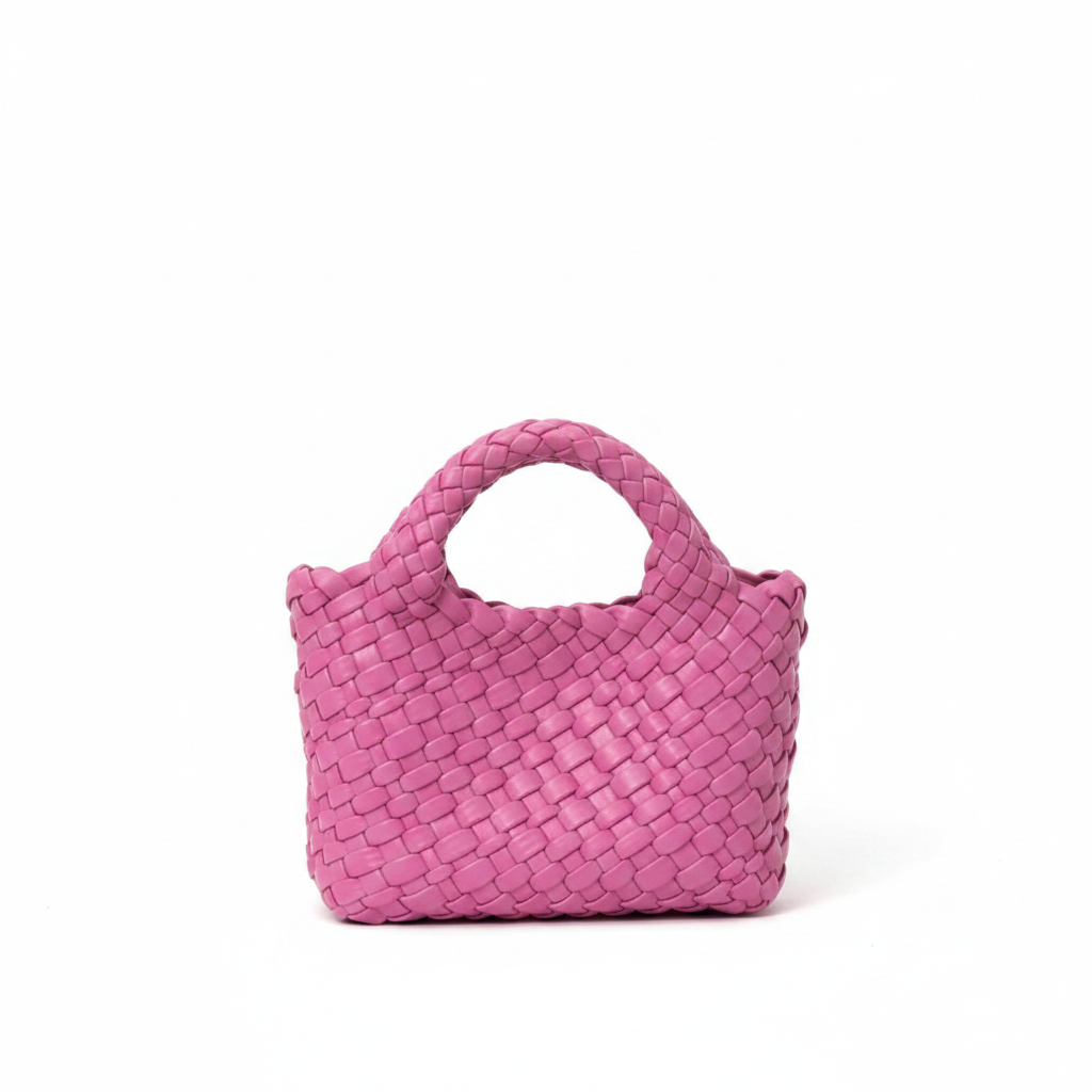 Bolso tejido rosa - fondo blanco