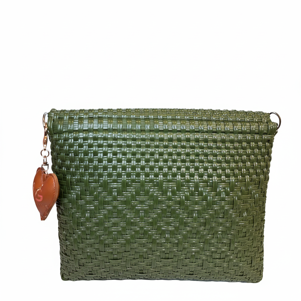 Carteron Lola verde olivo vista trasera con fondo blanco