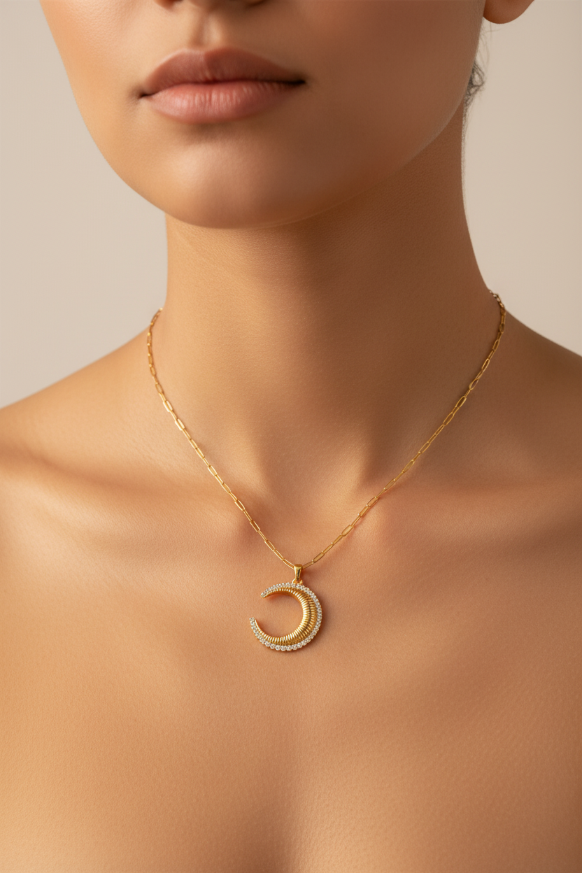 Collar Luna en modelo