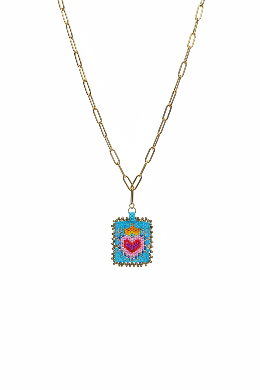 Collar Miyuki Azul Fondo Blanco
