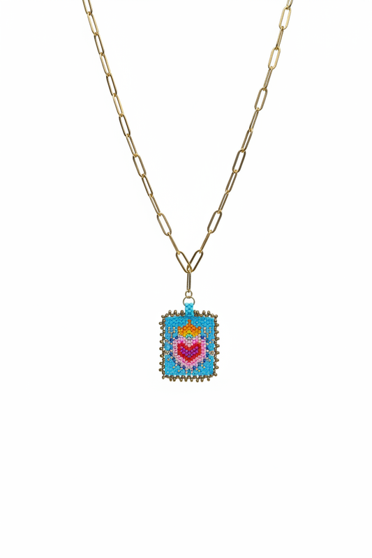 Collar Miyuki Azul Fondo Blanco