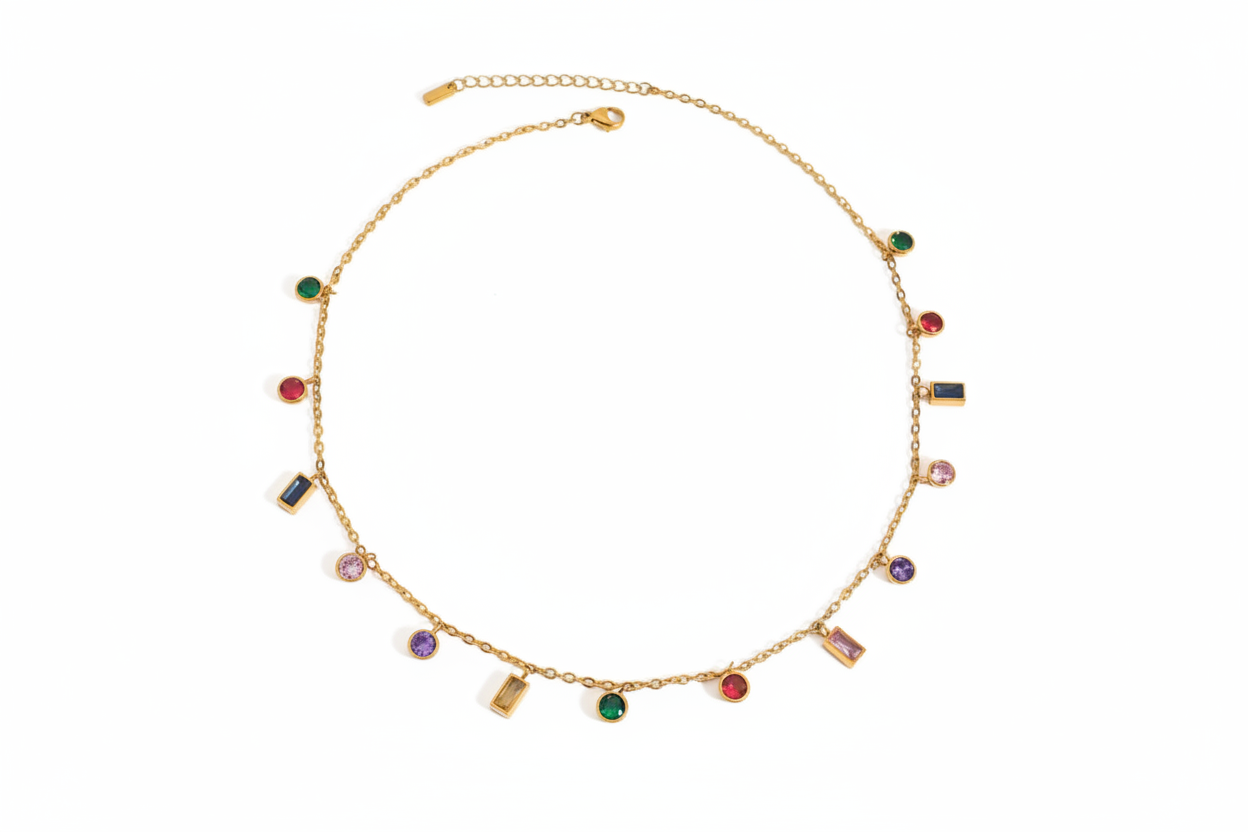 Collar Zirconia Multicolor fondo blanco
