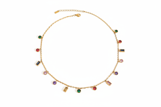 Collar Zirconia Multicolor fondo blanco