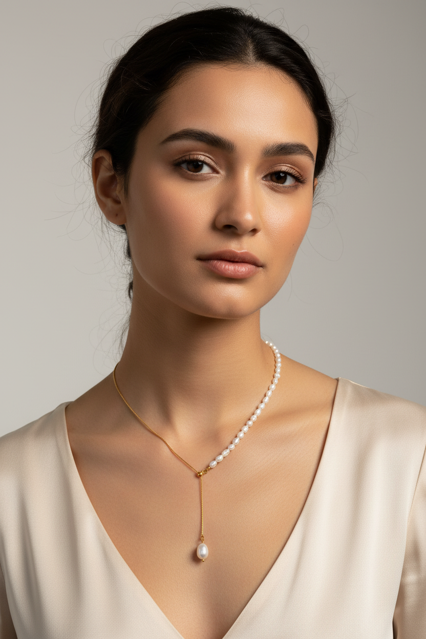 Corbatín de perla de río en modelo