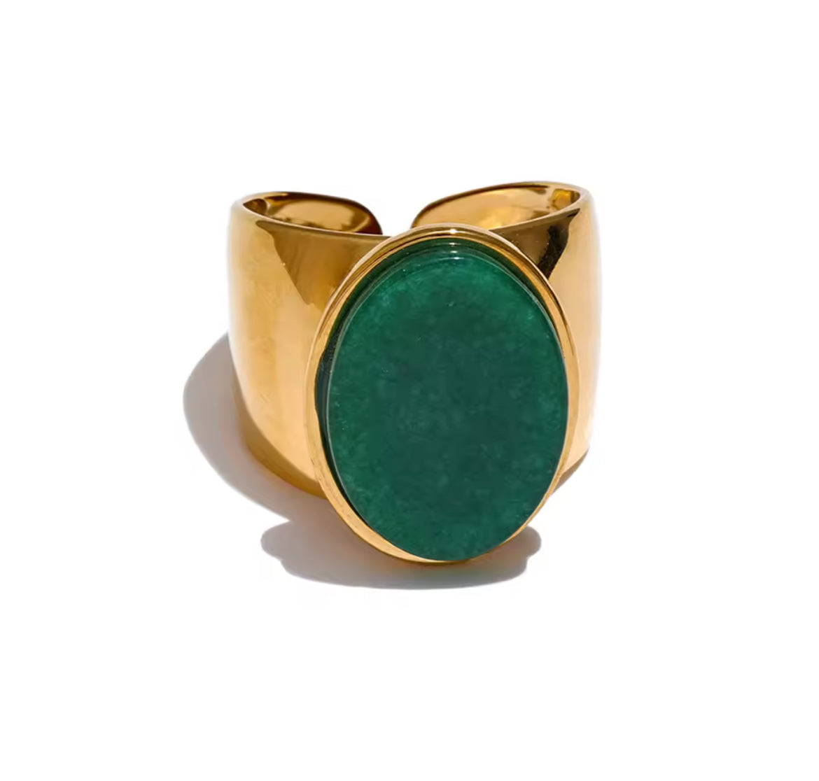 Anillo Abierto con Piedra Verde