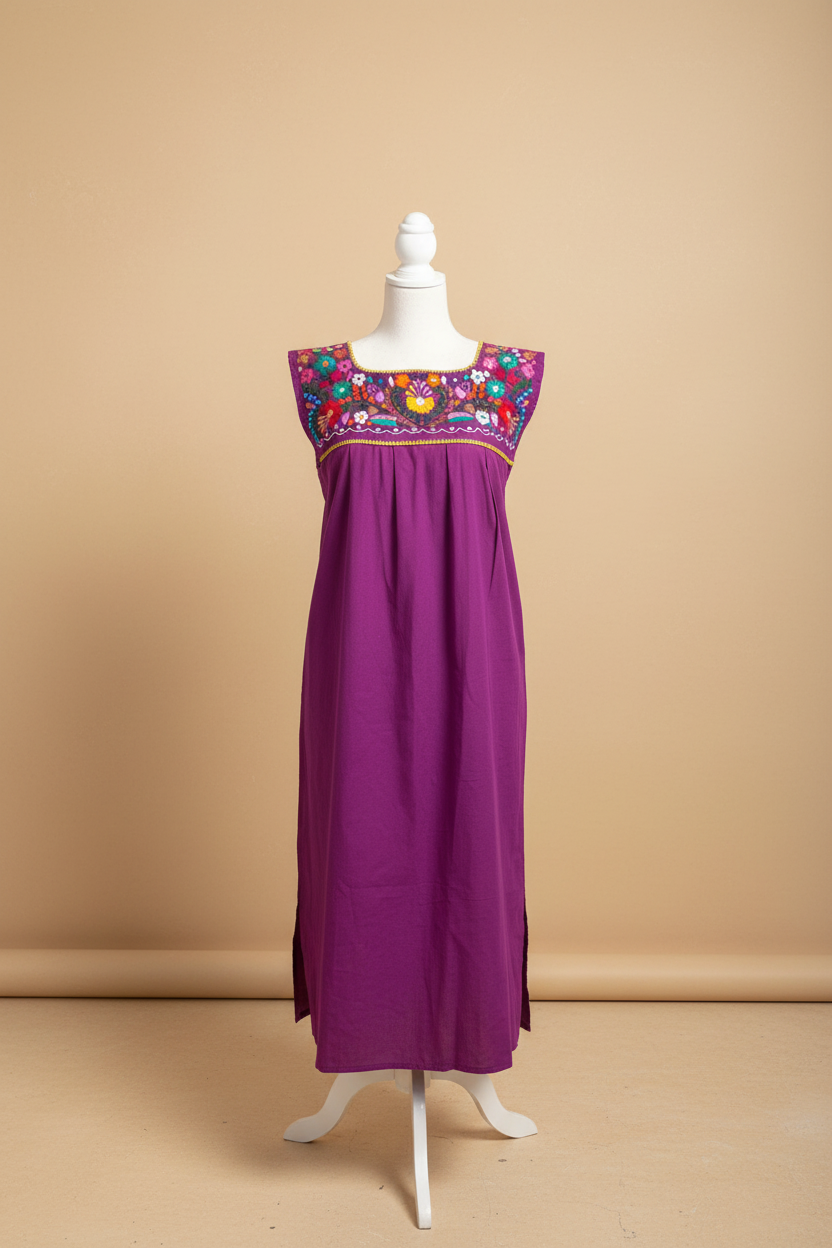 Vestido en manta bordado a mano