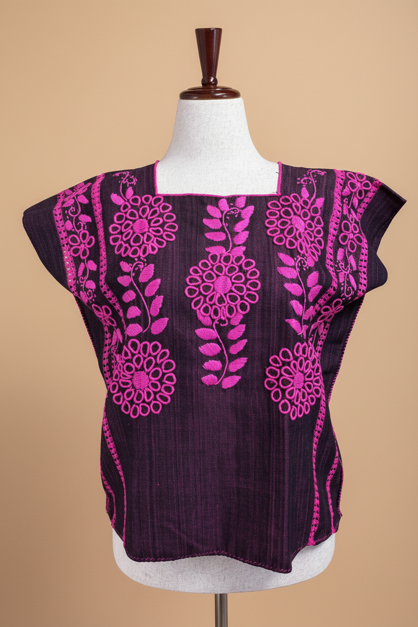Blusa en Telar con Bordado Rococó