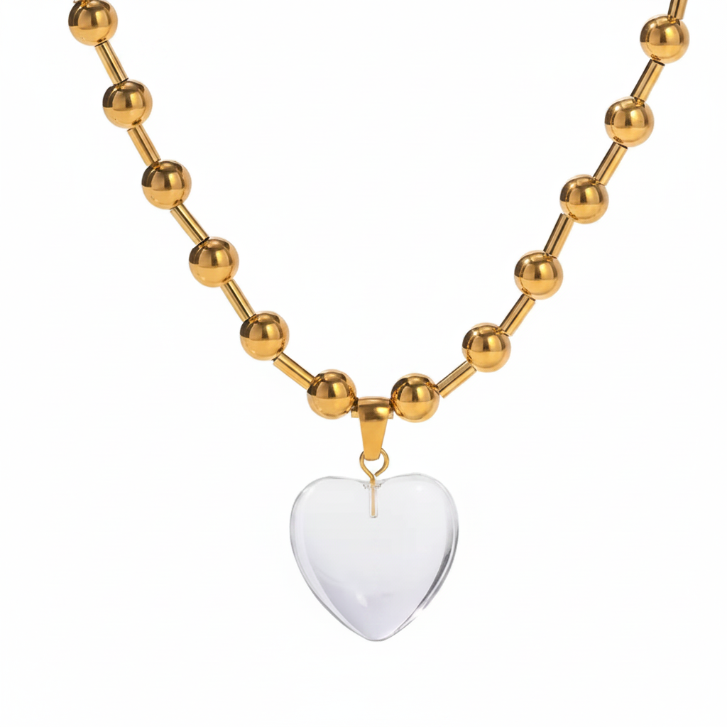 Collar Corazón Transparente