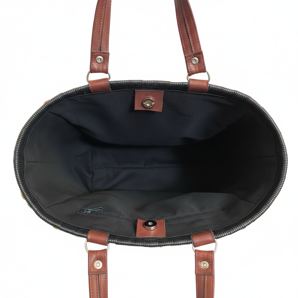 Interior bolsa negra fondo blanco