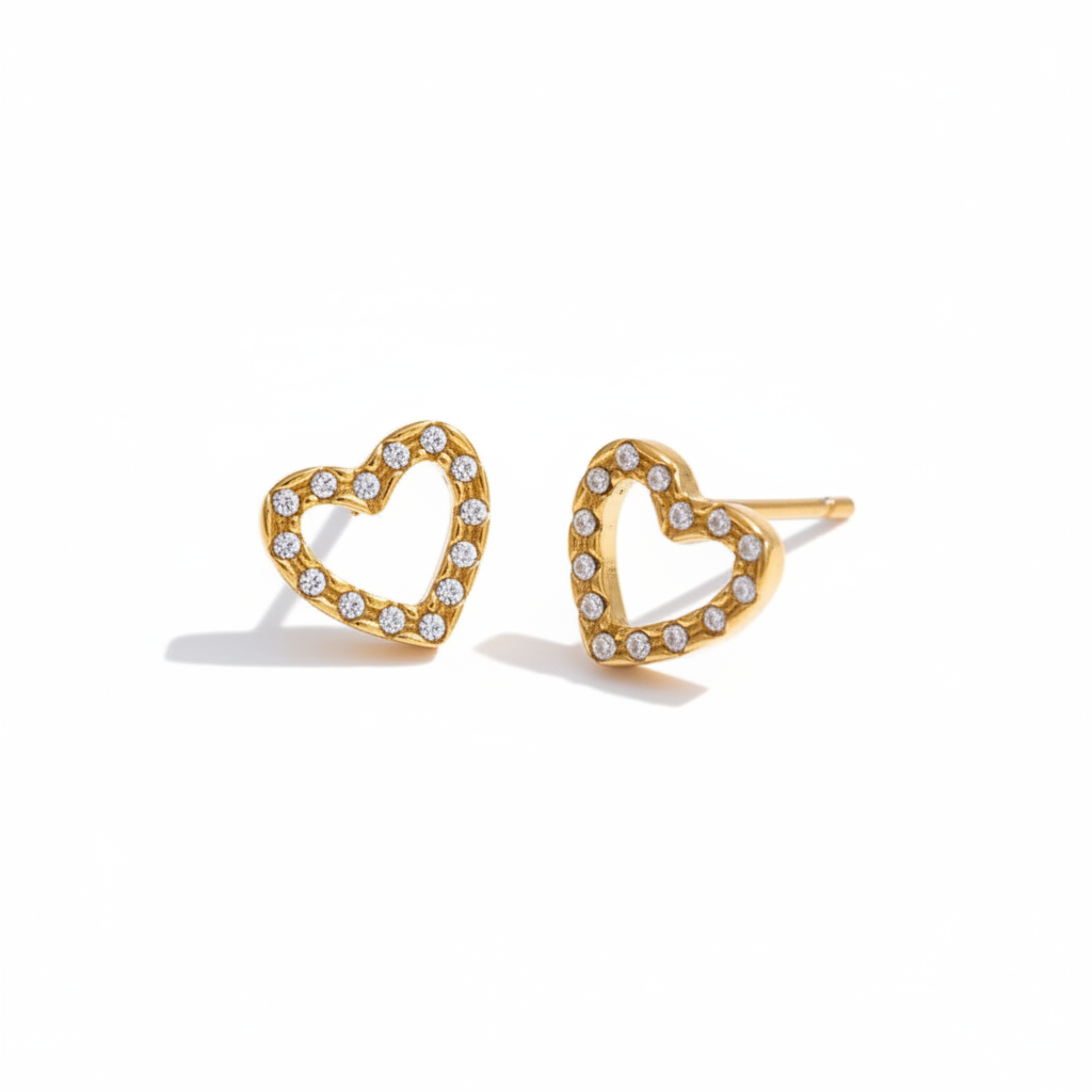 Mini Aretes Corazón con Zirconia