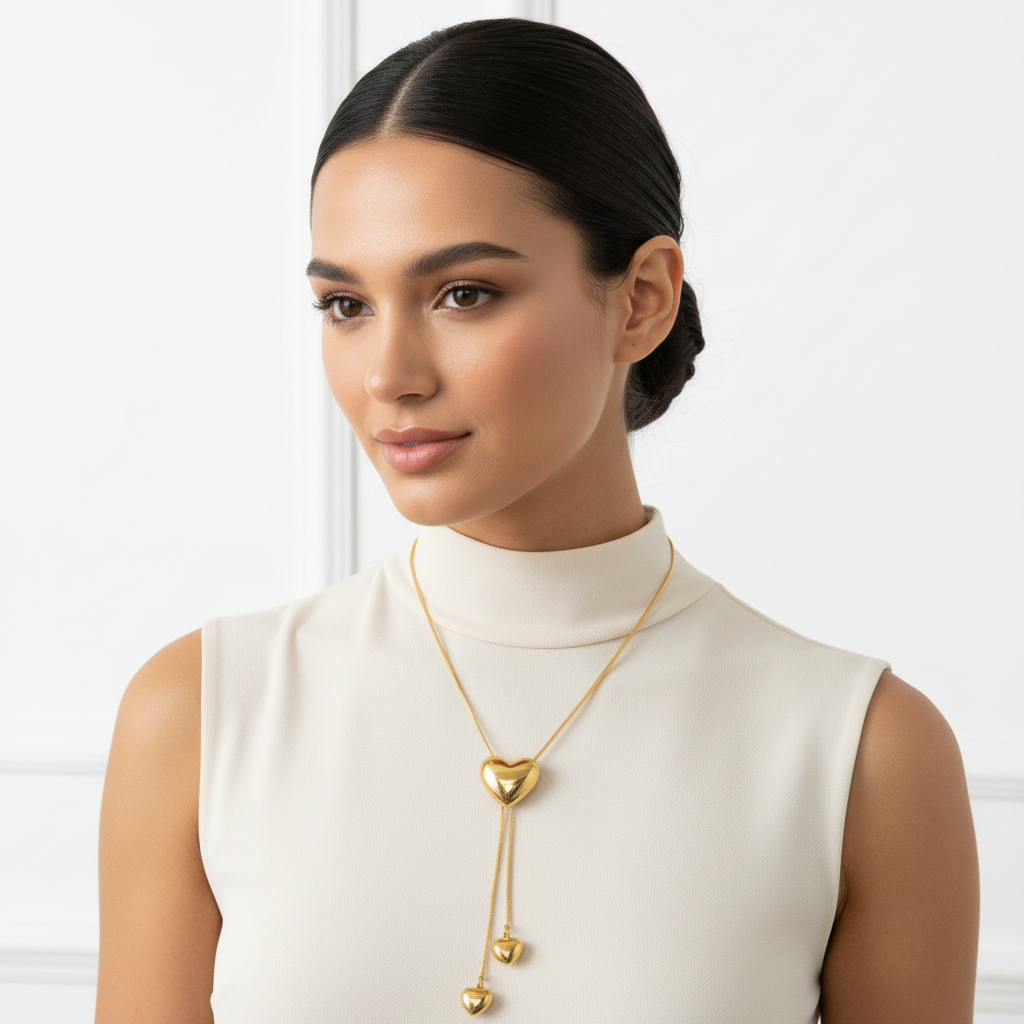 Modelo usando corbatín ajustable con corazón