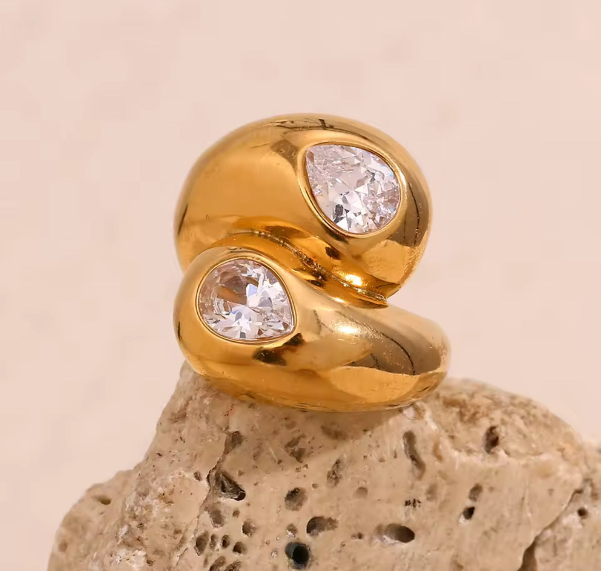 Anillo Doble Gota con Zirconia