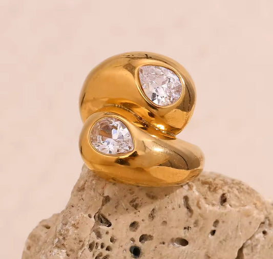 Anillo Doble Gota con Zirconia