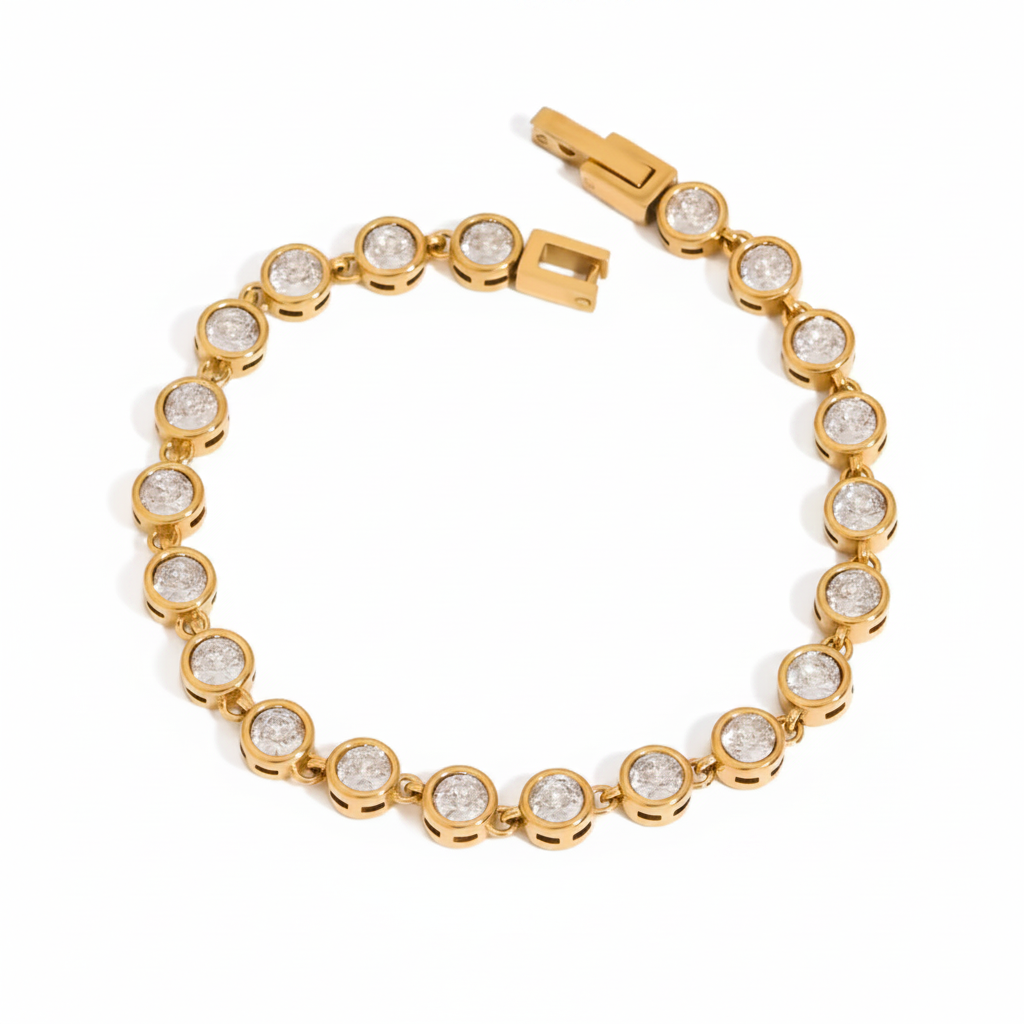 Pulsera Circular Zirconia Blanca — fondo blanco limpio