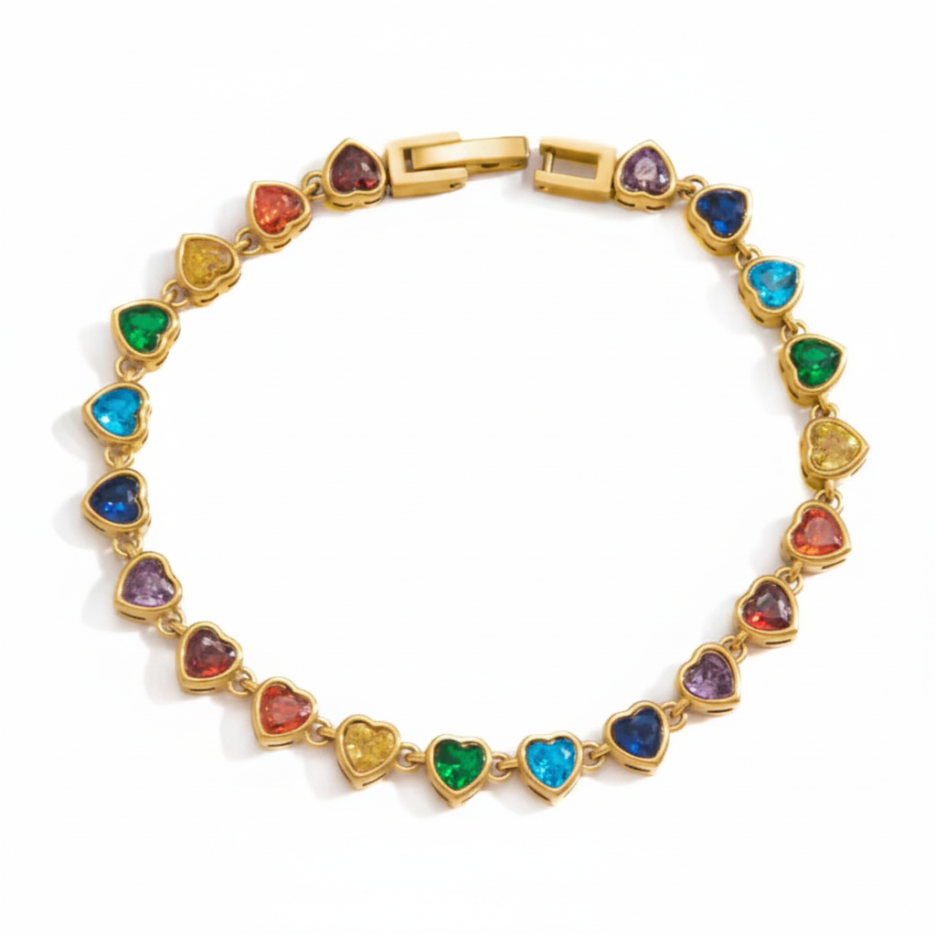 Pulsera Corazones Multicolor — fondo blanco