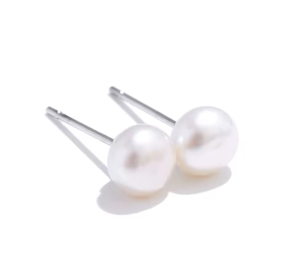 Aretes de Perla Natural en Acero Inoxidable