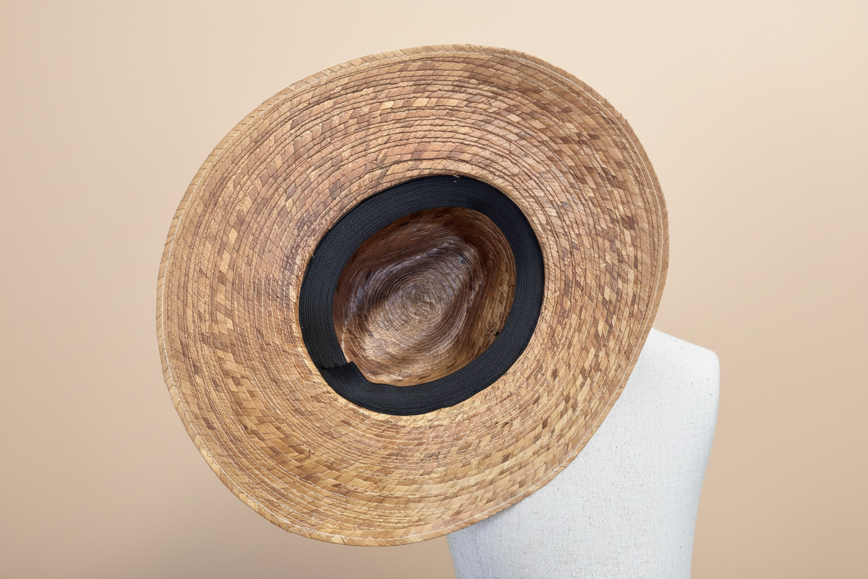 Sombrero de palma - Vista interior fondo beige