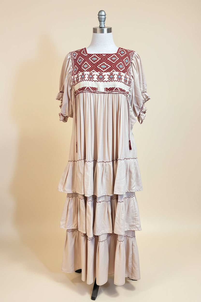Vestido beige fondo beige 2