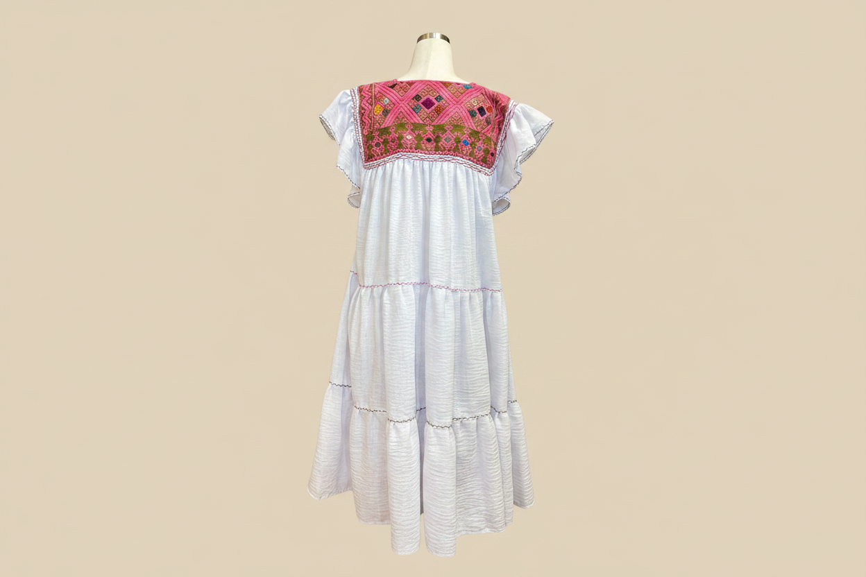 Vestido blanco - Fondo beige trasera
