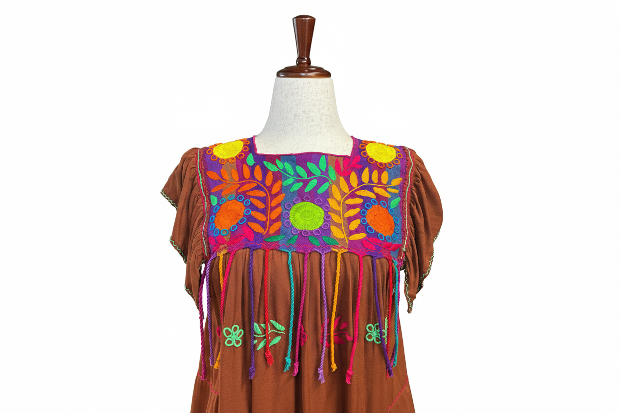 Vestido detalle frontal con fondo blanco