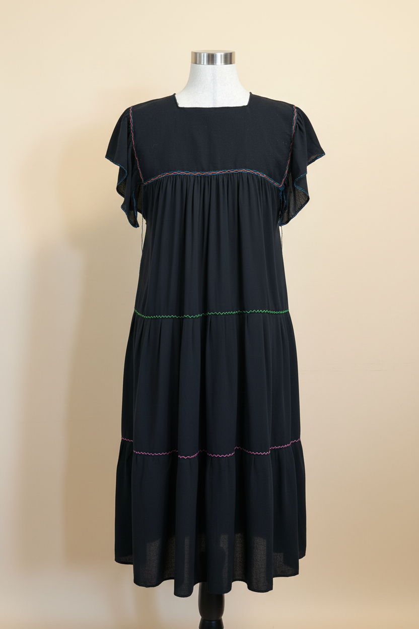 Vestido Rococó Negro - Vista Frontal