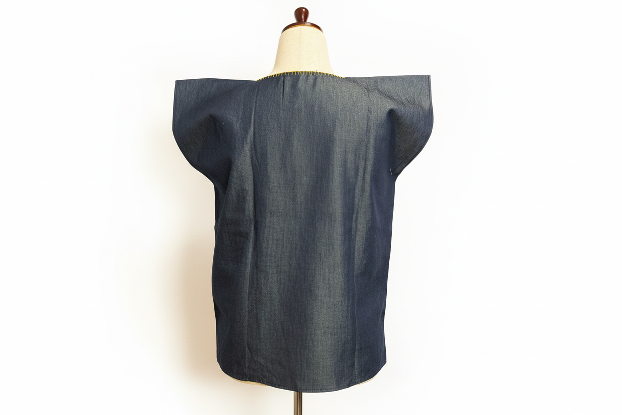 Vista trasera de la blusa con fondo blanco