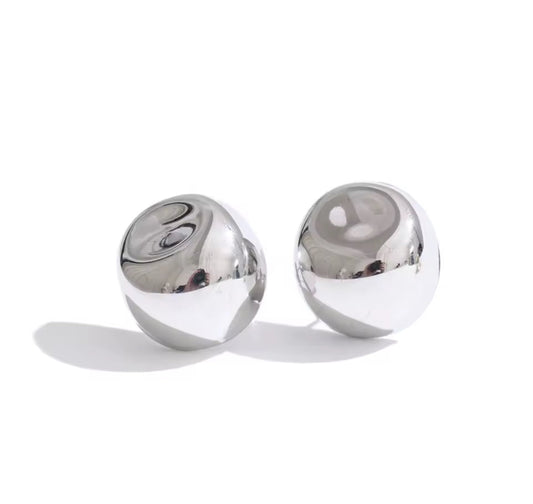 Arete Bola Acero Inoxidable Plata